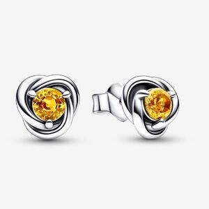 PANDORA November Birthstone Honey Eternity Circle Stud Earrings Sterling Silver